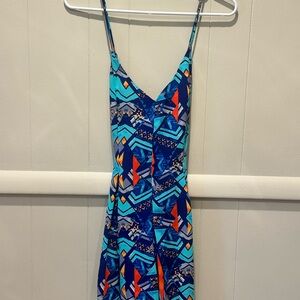 Women’s Romper in Blue and Orange Pattern